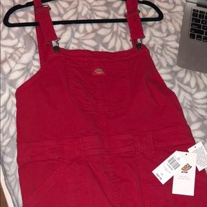 DICKIES RED MINI OVERALL DRESS